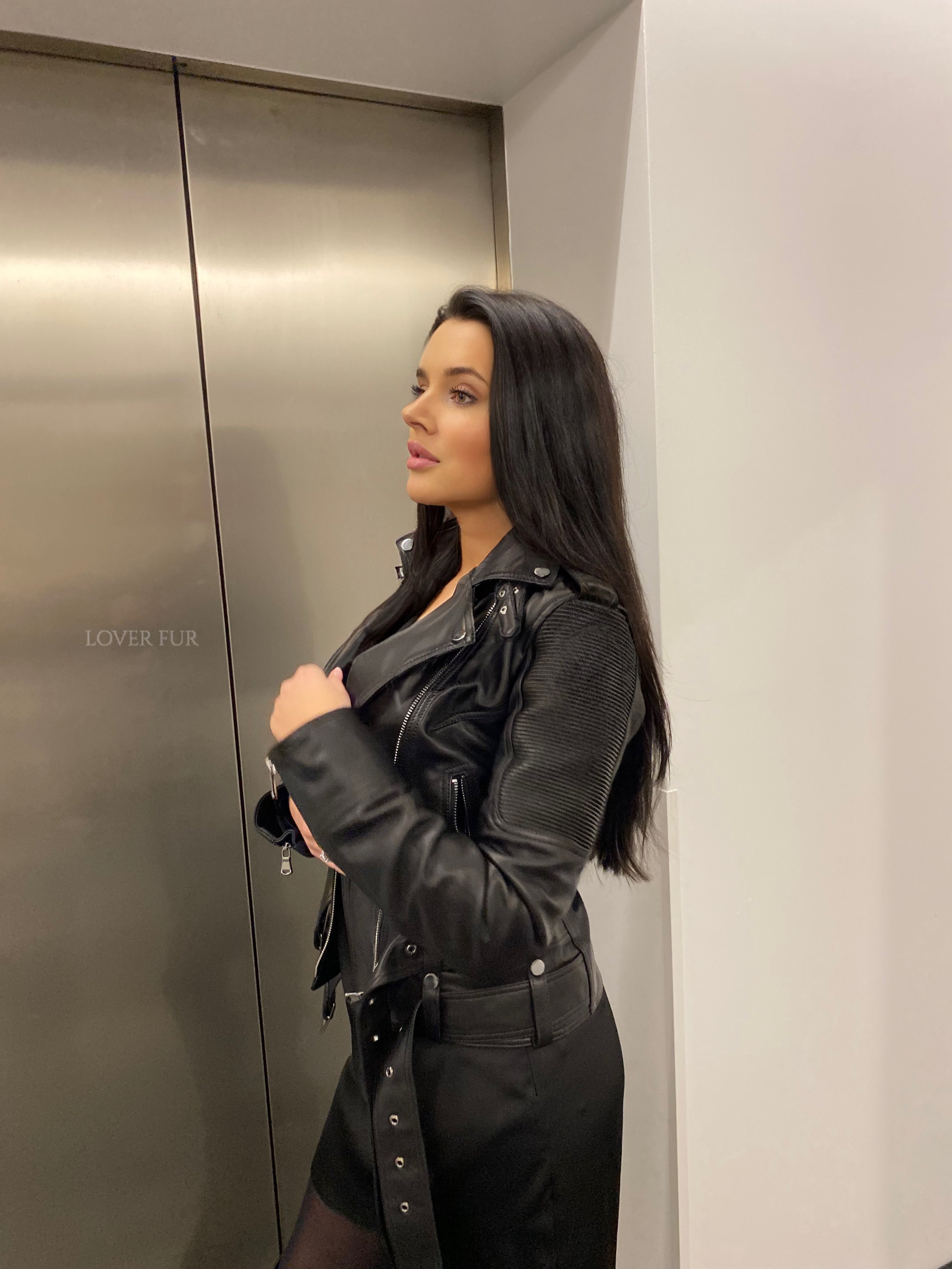 Lambskin leather jacket and raccoon fur