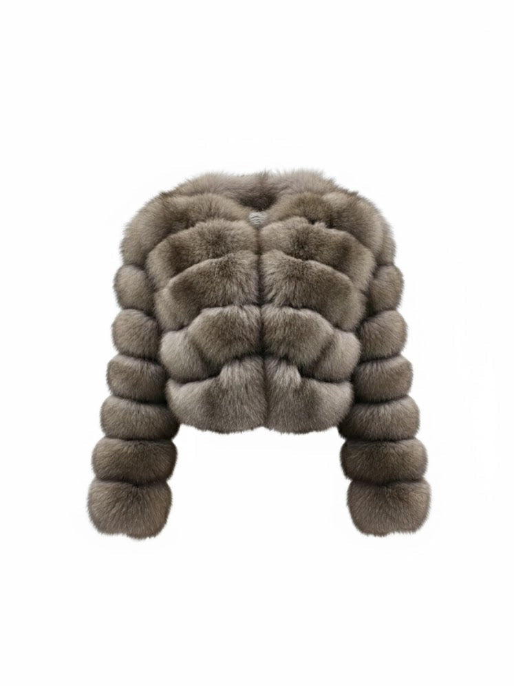 Brown fox fur coat on a white background