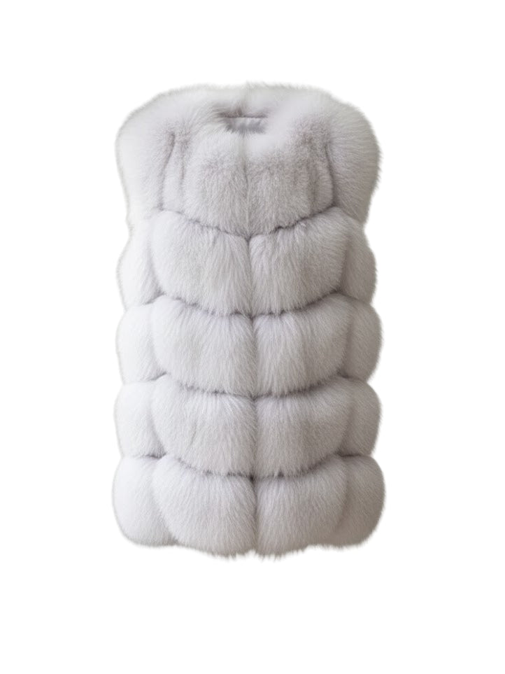 White fox fur vest on a white background