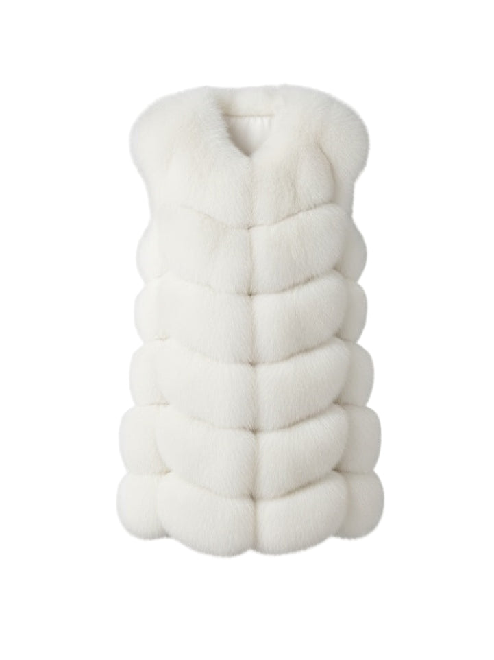 white snow fox fur coat