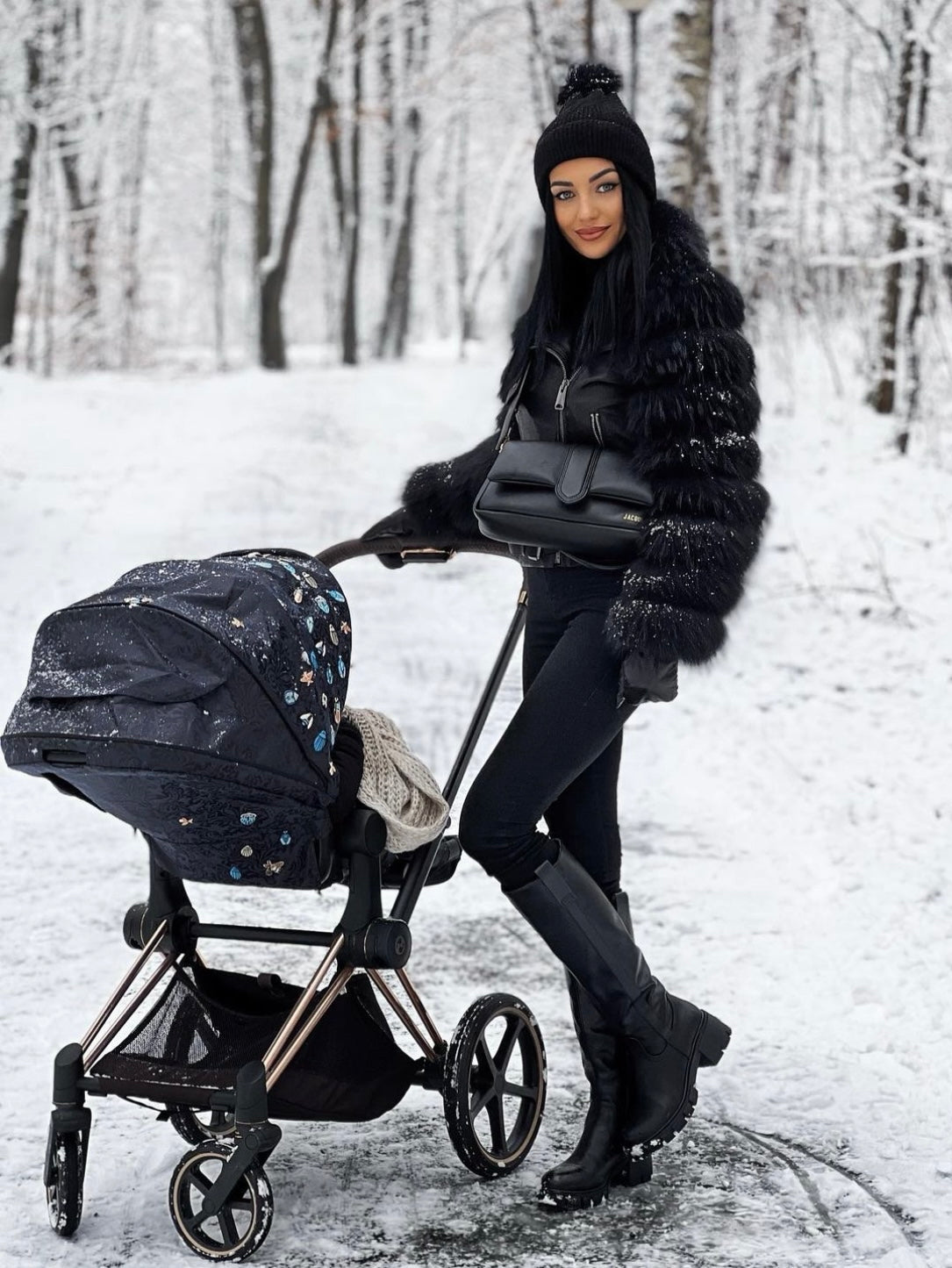 Leather jacket raccoon fur