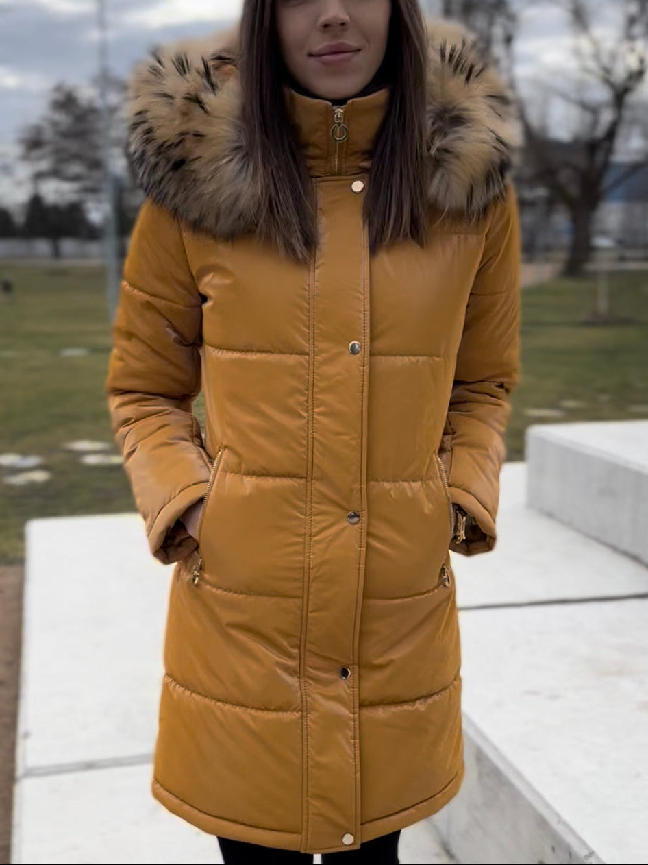 Water-Repellent Parka with Raccoon Fur