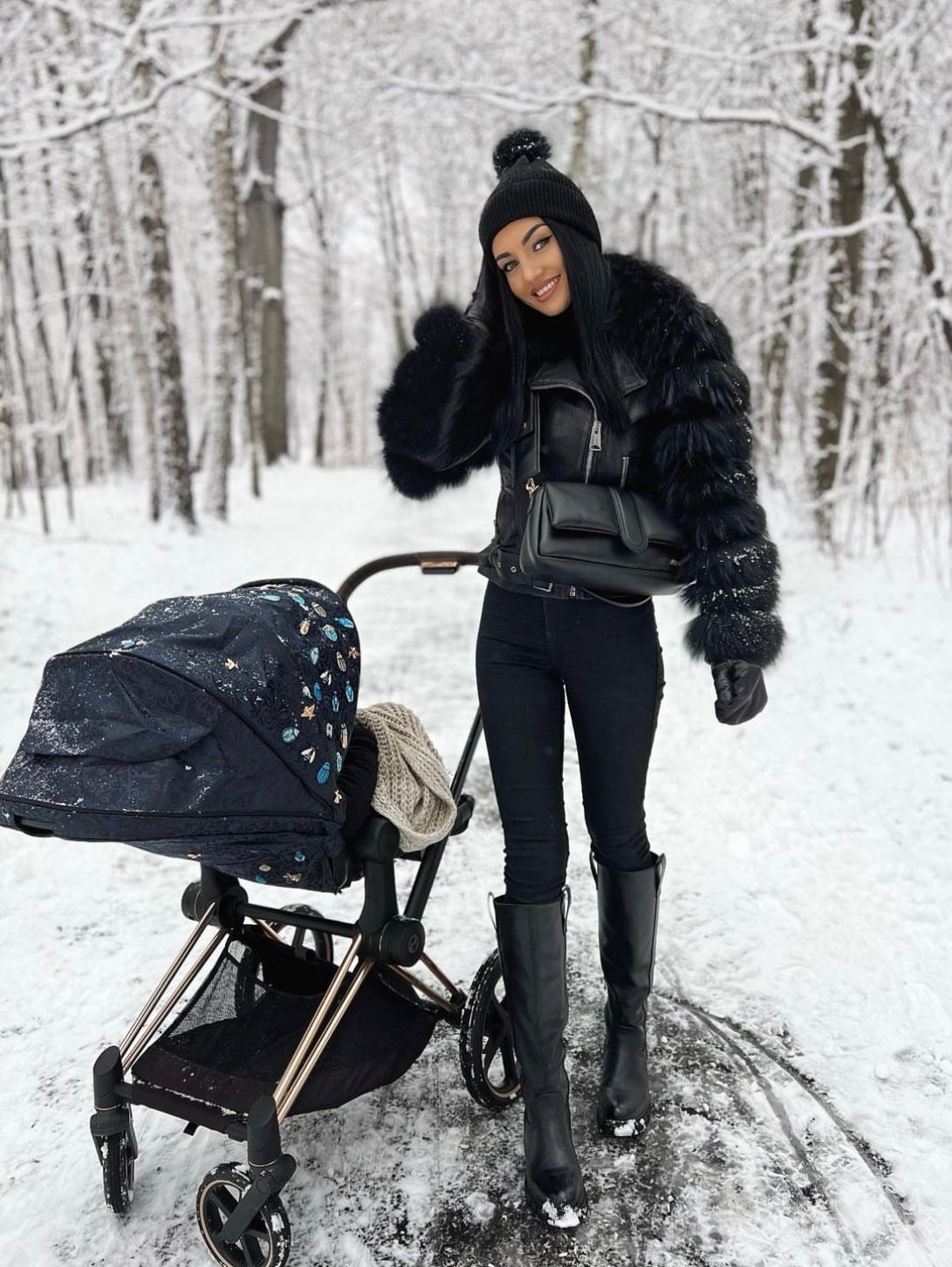 Leather jacket raccoon fur