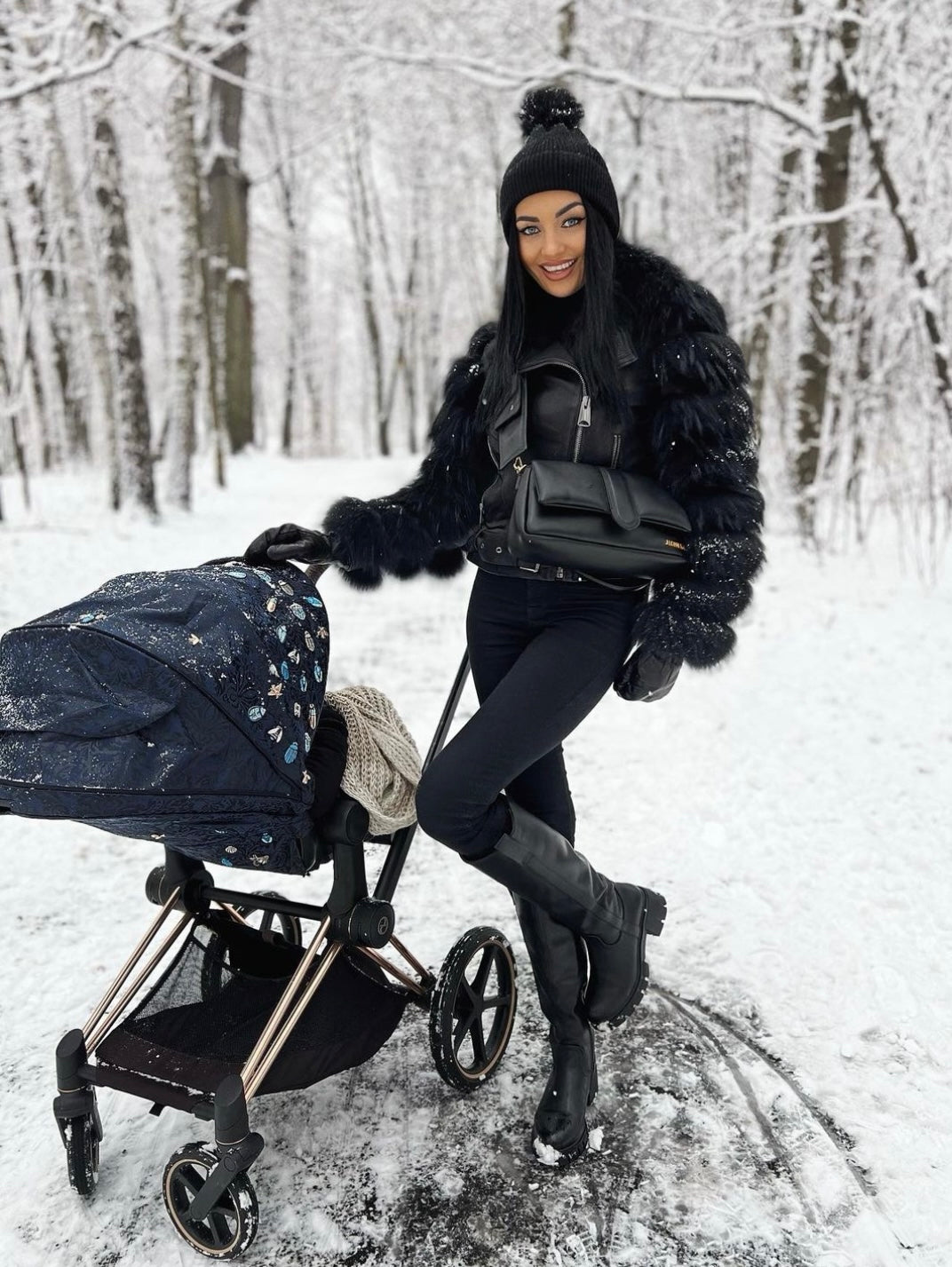 Leather jacket raccoon fur