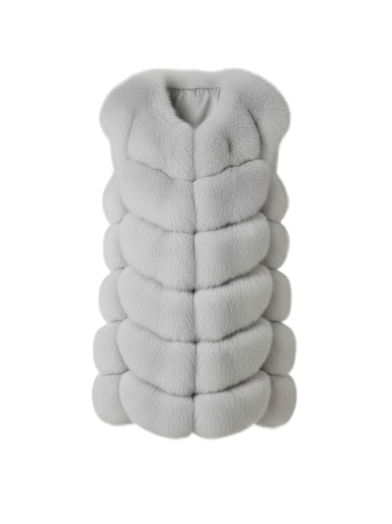 light grey snow fox fur coat