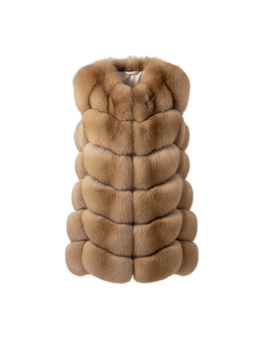 beige fox fur vest
