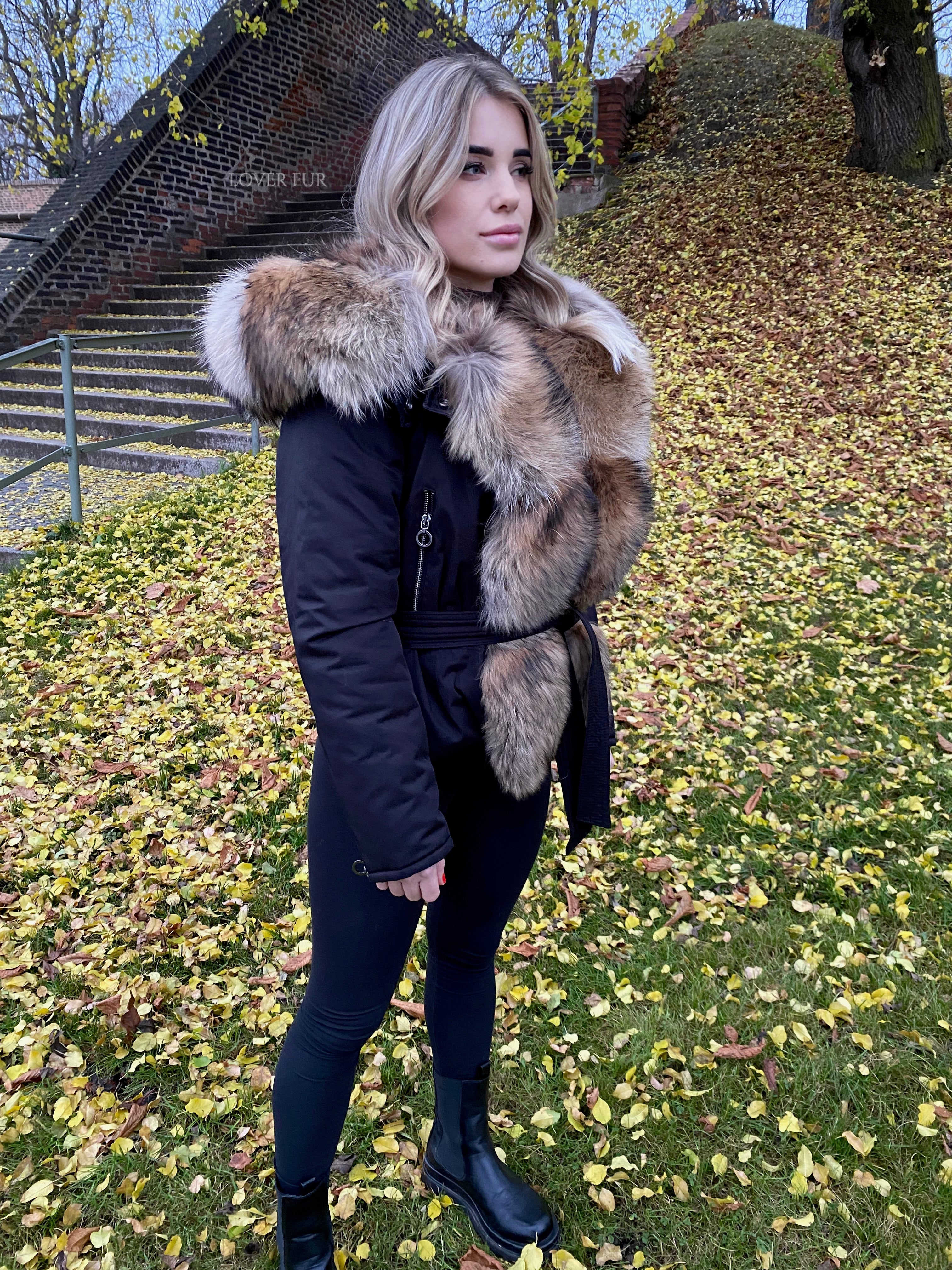 Parka with natural raccoon fur 2 in 1