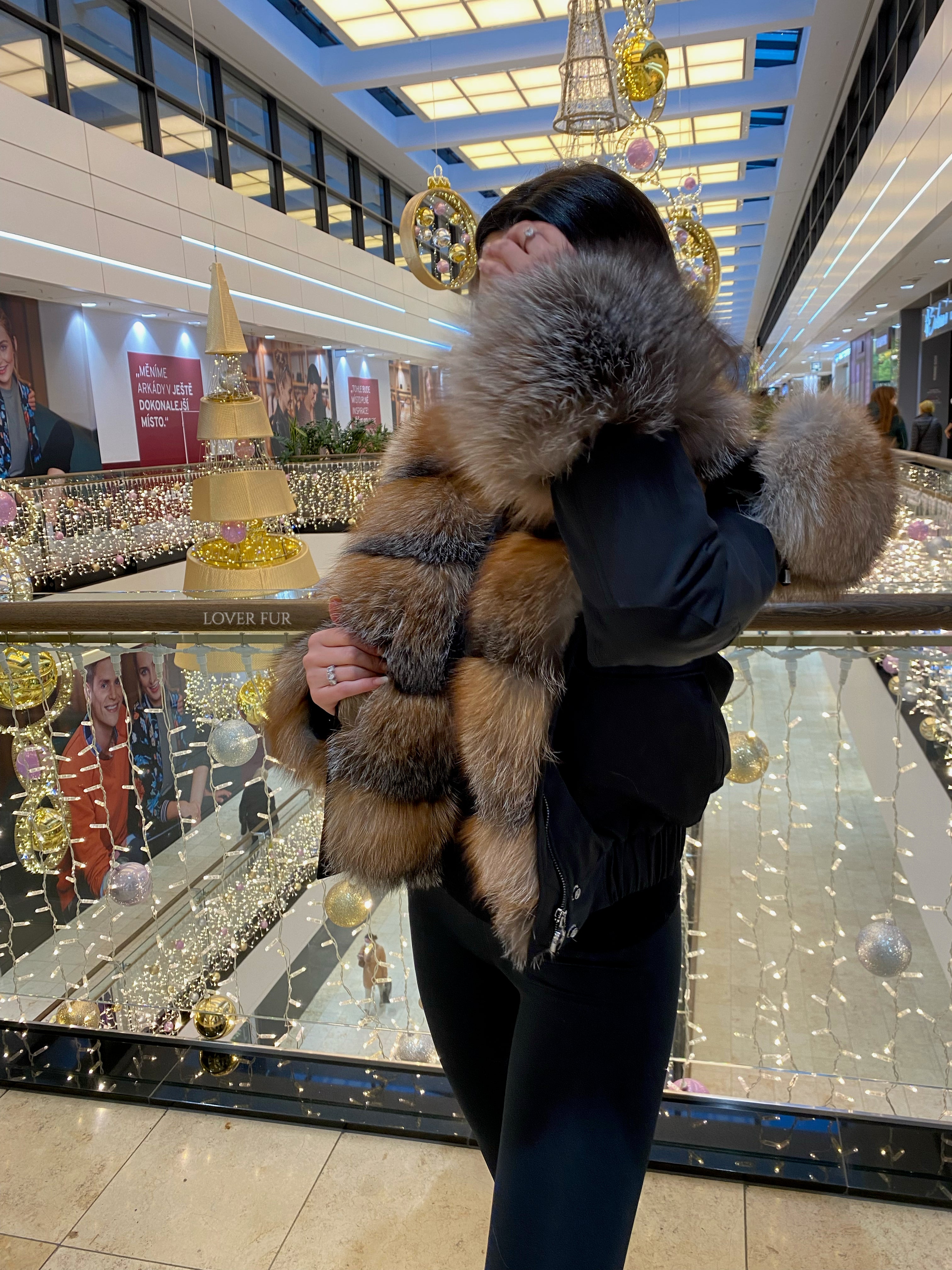 Bomber jacket with frost fox fur