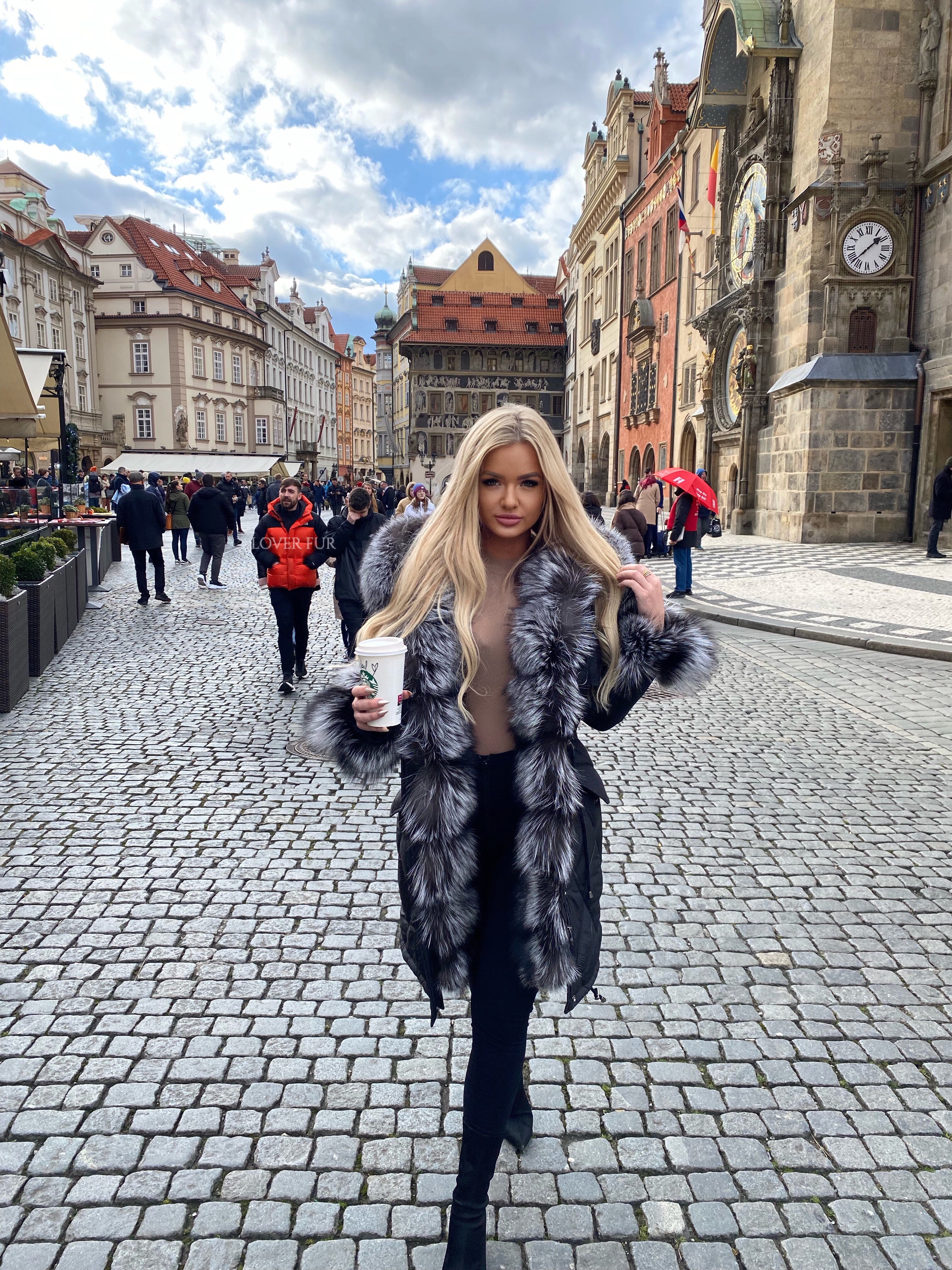 Parker coat in frost fox fur