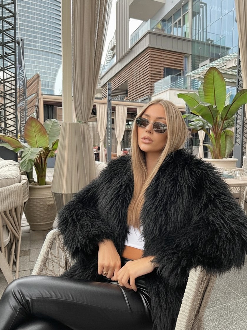 Mongolian jacket in sheepskin fur