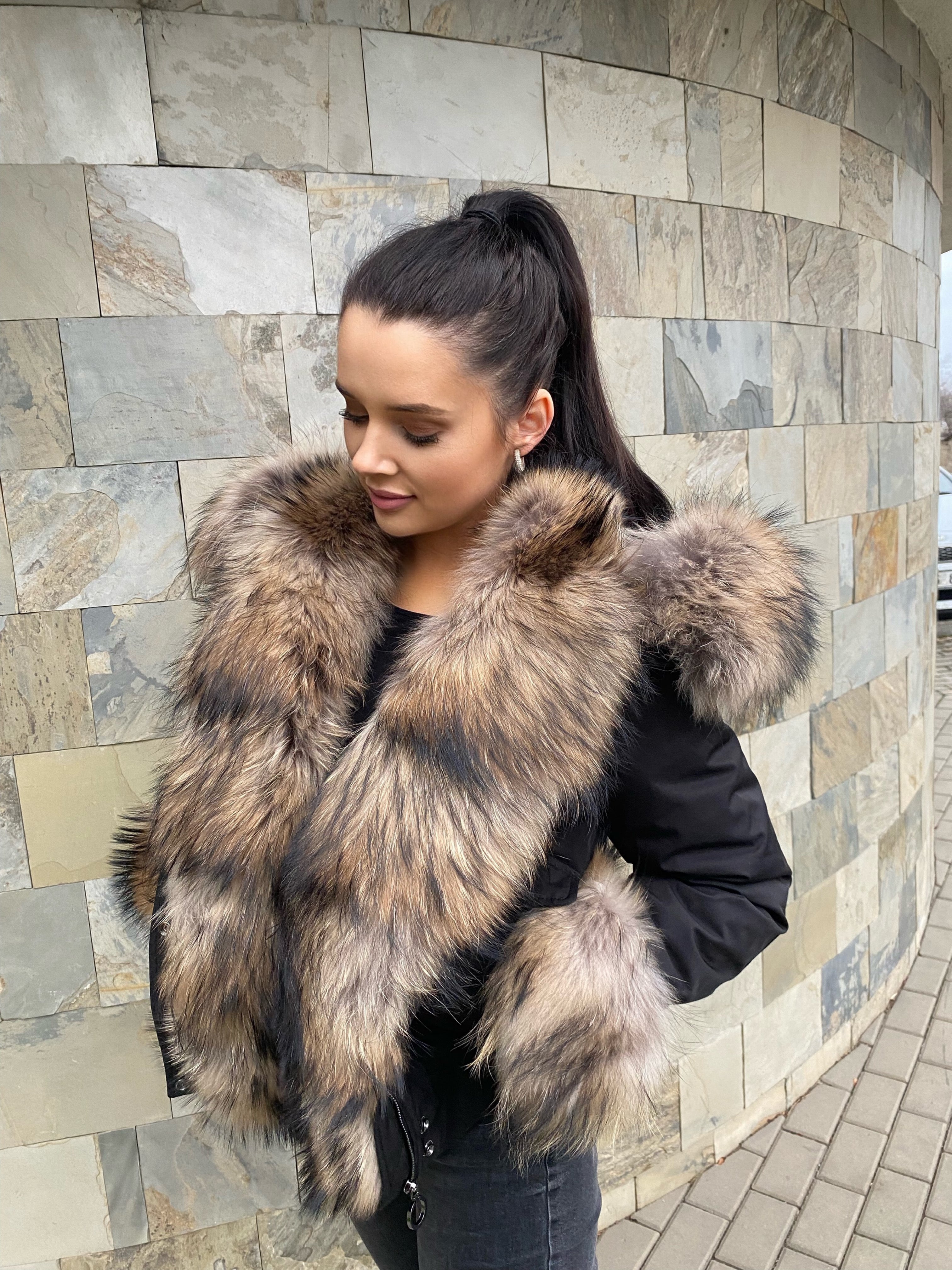 Bomber Jacket Raccoon Fur