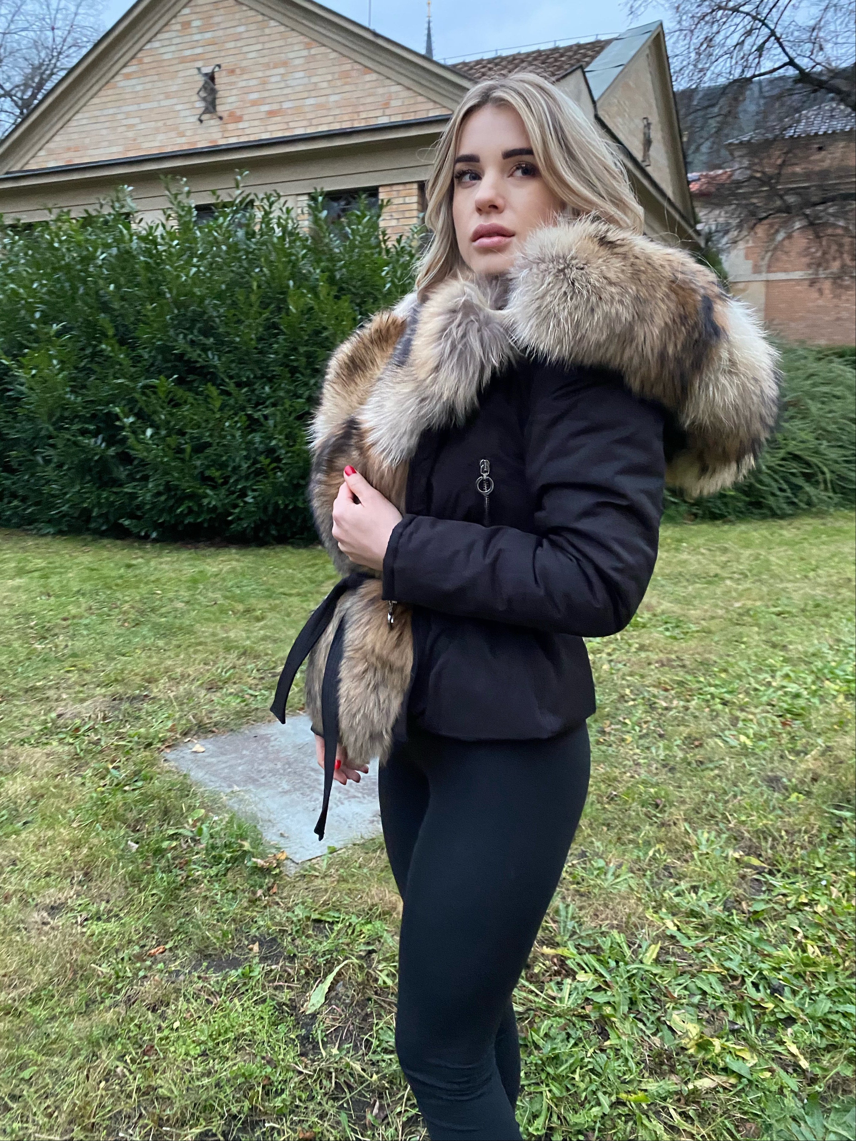 Parka with natural raccoon fur 2 in 1